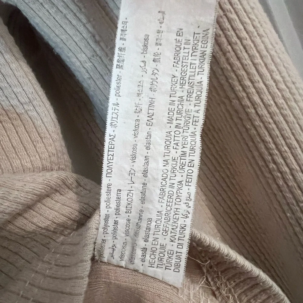 Zara Taupe Ribbed Long Sleeve Crop Top - Picture 5 of 5